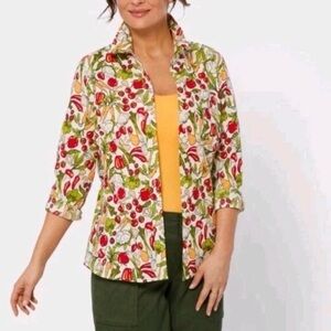 Duluth Trading Co Red Green Garden Haul Chick-Nic Long Sleeve Button Shirt XXL